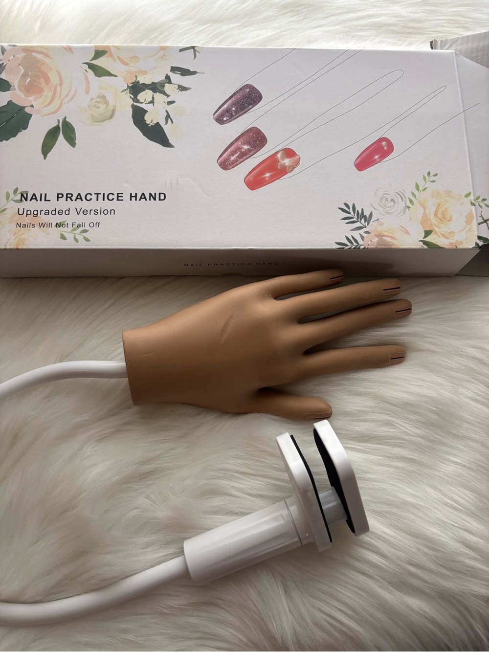 Nail Practice Hand — with White Stand